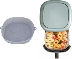 Consumerce® Siliconen AirFryer Mandje Grijs Small (18cm) – AirFryer Accesoires – AirFryer Bakjes Siliconen – AirFryer Siliconen Bakje – AirFryer Bakpapier Siliconen – AirFryer Bakje – AirFryer Bakvorm Siliconen – Heteluchtfriteuse
