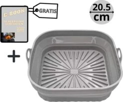 ElMaach Airfryer Siliconen Bakje - Airfryer Mandje - Herbruikbaar - Opvouwbaar - Bakpapier - Alternatief Wegwerpbakjes - Geschikt Voor Airfryer XL En XXL - 20.5cm