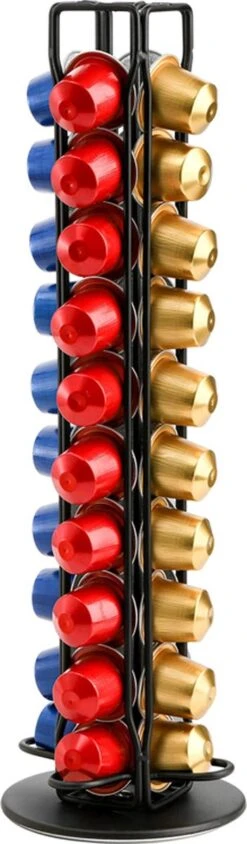Merkloos Nespresso Capsulehouder - Capsulehouder Voor 40 Cups - Koffiecups Houder Zwart 360° Draaibaar - Anti Slip