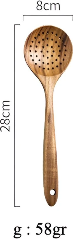 Thaise Teak Houten Lepel Set - Natuurlijk Hout - Rijst Lepel - Vergiet - Soep Lepel - Schep Lepels - Pollepels -Merkloos Winkel 371x1200