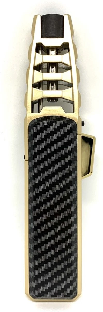 Labirent® - Turbo Torch - Gasbrander - Aansteker - Carbon Fiber/Goud - Windproof - Vervulbaar - Verstelbare Sterke Vlam (4/10cm) 1 Labirent® - Turbo Torch - Gasbrander - Aansteker - Carbon Fiber/Goud - Windproof - Vervulbaar - Verstelbare Sterke Vlam (4/10cm)