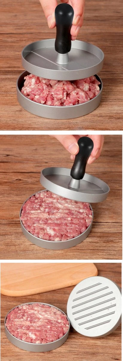 YUGN Hamburgerpers - Anti Aanbaklaag - RVS - BBQ Accessoires - Inclusief 50 Waxpapiertjes - Cadeau Tip 2 YUGN Hamburgerpers - Anti Aanbaklaag - RVS - BBQ Accessoires - Inclusief 50 Waxpapiertjes - Cadeau Tip - Afbeelding 2