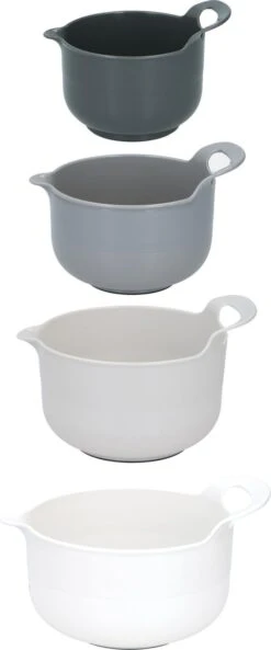 Alpina Set 4x Mengkom/ Beslagkom - Met Handvat - 1,2-1,65-2,4-3 Liter - Antislip - Wit En Grijs