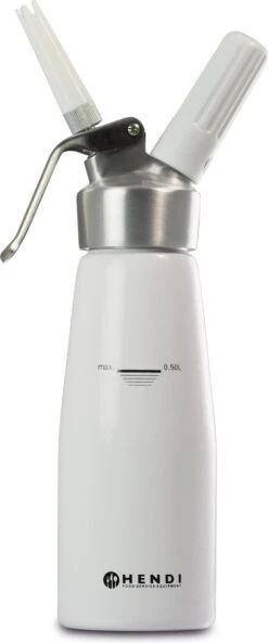 Hendi Slagroomspuit Aluminium - 0,5 Liter - Professioneel Slagroomapparaat Kitchen Line - Wit - Ø8x(H)26cm