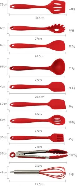 Merkloos Keukengerei - Keuken Set - Bakset -10-delig Set - Kookgerei Spatel – Garde – Bakspaan – Opscheplepel – Schuimspaan – Pannenlikker – Siliconen -Merkloos Winkel 500x1200