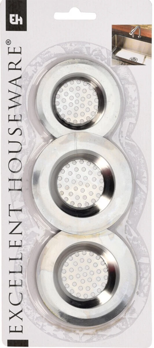 Merkloos Gootsteenzeefje 3 Stuks | Gootsteenfilter | Gootsteenzeef - RVS Zilver (2x) 8cm (1x) 6.5cm 2 Merkloos Gootsteenzeefje 3 Stuks | Gootsteenfilter | Gootsteenzeef - RVS Zilver (2x) 8cm (1x) 6.5cm - Afbeelding 2