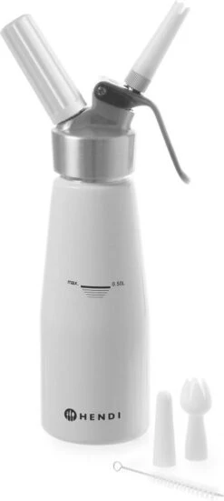 Hendi Slagroomspuit Aluminium - 0,5 Liter - Professioneel Slagroomapparaat Kitchen Line - Wit - Ø8x(H)26cm -Merkloos Winkel 538x1200