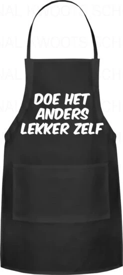 DOE HET ANDERS LEKKER ZELF Unisex Schort - Zwart - One Size (volwassenen) - Keuken Schort - Barbeque BBQ Schort - Bedieningsschort - Grappige Teksten - Original Kwoots- Voor Zowel Mannen Als Vrouwen - Verstelbaar - Wasbaar - Cadeau - Apron -Merkloos Winkel 539x1200