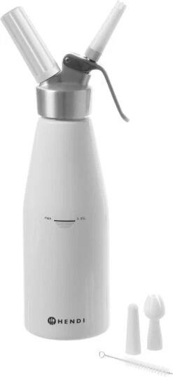 Hendi Slagroomspuit Aluminium - 0,5 Liter - Professioneel Slagroomapparaat Kitchen Line - Wit - Ø8x(H)26cm -Merkloos Winkel 551x1200 1