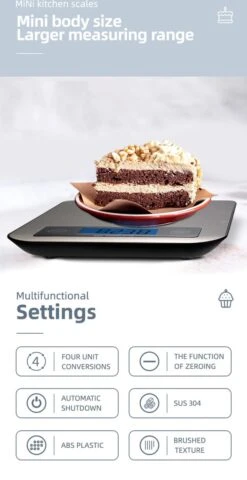 Digitale Precisie Keukenweegschaal - Weegvermogen Tot 10 KG - Incl. Batterijen - Grijs - RVS - Roestvrij Staal -Merkloos Winkel 617x1200 5