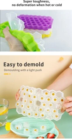 Siliconen IJsblokjesvorm Met Deksel Assorti - IJsklontjesvorm - IJsklontjes - IJsvormpjes Maker - Fruit IJs - Babyvoeding - IJsjes Maken - Fruit Voor Smoothies Invriezen - IJslolly's - Hapjes - IJsklontjes Vorm - Herbruikbaar - BPA Vrij - Hexagon -Merkloos Winkel 626x1200