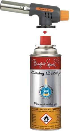 Gasbrander + 1 Gasfles - Aansteker - Creme Brulee Brander - Soldeer - Keukenbrander - Camping