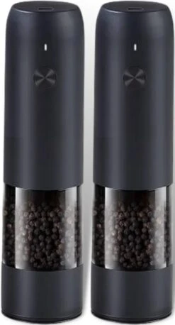 GOV Elektrische Peper- En Zoutmolen Zwart XL Set Oplaadbaar - Pepermolen - Peper En Zoutstel