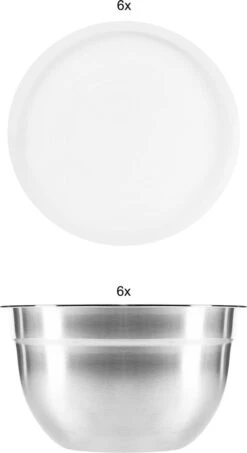 Krumble Beslagkomkomen Set - Bakgerei - Bakspullen - Beslagkommen - Mengschalen - Mengkommen - Slakom Set - Set Van 6 Inclusief Deksel - Vaatwasserbestendig - RVS - Inhoud: 1.5L, 2L, 2.5L, 3L, 4L En 5L - Grijs / Zilver -Merkloos Winkel 654x1200 4