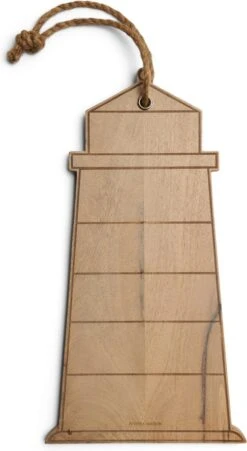 Riviera Maison Serveerplank Hout, Borrelplank, Vuurtoren - RM Lighthouse Chopping Board - Bruin - Mangohout, Aluminium