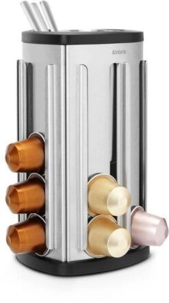 Brabantia Capsulehouder - Met Uitneembaar Bakje - Matt Steel - Geschikt Voor Nespresso Cups -Merkloos Winkel 670x1200 3