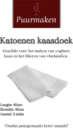 Puurmaken Kaasdoeken 40x40cm 2 Stuks | Filteren Van Vloeistoffen| Kaas Maken