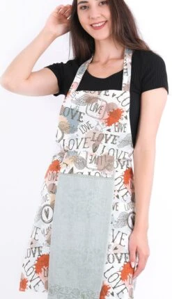Merkloos Tulipa Keukenschort Met Grijze Handdoek | Love | Kookschort - 55 X 75cm | Handdoek - 30 X 50 | Keukenschort Dames | Keukenschort Voor Vrouwen | Katoen -Merkloos Winkel 690x1200