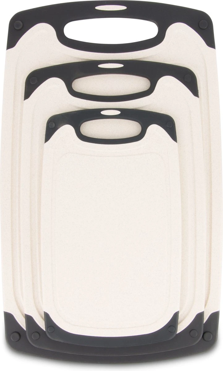 Ubian 3-delige Kunststof Snijplanken Set Met Anti-slip Handvaten – Incl. Grote Snijplank Van 40x24cm 1 Ubian 3-delige Kunststof Snijplanken Set Met Anti-slip Handvaten – Incl. Grote Snijplank Van 40x24cm