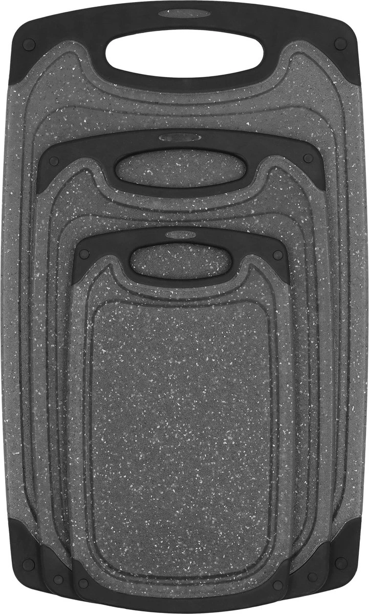Krumble Snijplanken - Set Van 3 - Met Anti-slip Handvaten - 3-delig - Vaatwas Bestendig - Snijplankenset - 3 Formaten - Antraciet - Zwart - Kunststof 1 Krumble Snijplanken - Set Van 3 - Met Anti-slip Handvaten - 3-delig - Vaatwas Bestendig - Snijplankenset - 3 Formaten - Antraciet - Zwart - Kunststof