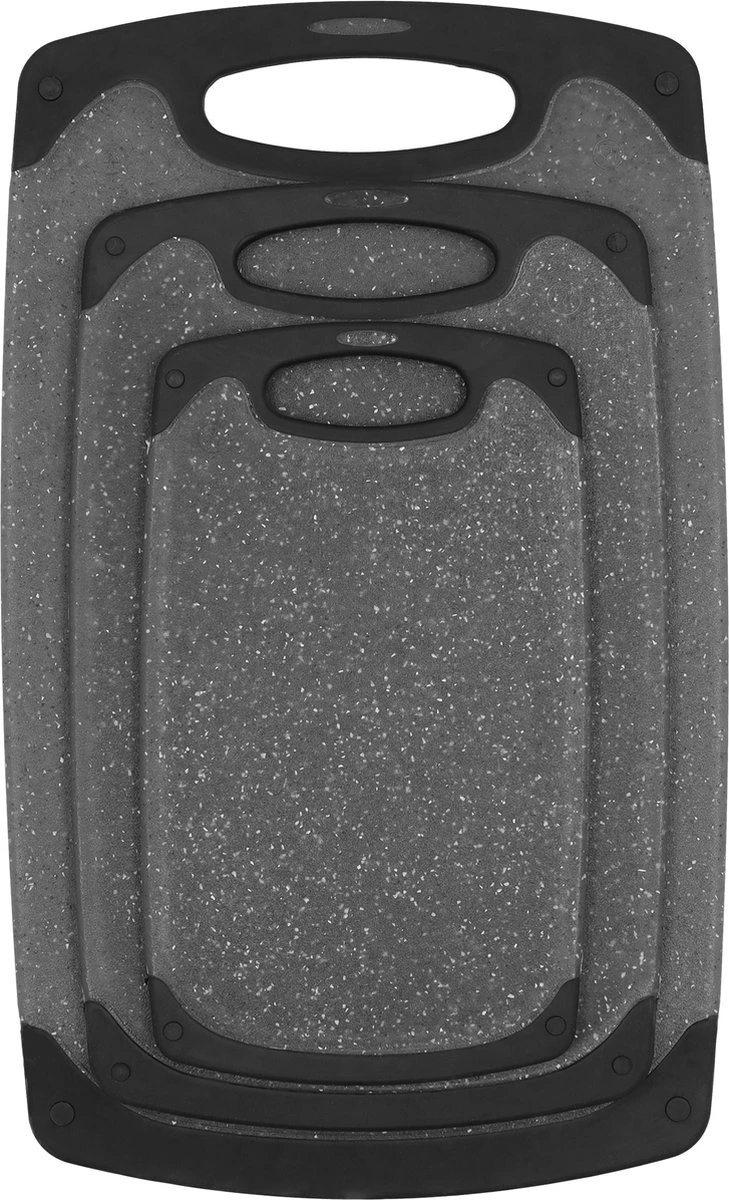 Krumble Snijplanken - Set Van 3 - Met Anti-slip Handvaten - 3-delig - Vaatwas Bestendig - Snijplankenset - 3 Formaten - Antraciet - Zwart - Kunststof 2 Krumble Snijplanken - Set Van 3 - Met Anti-slip Handvaten - 3-delig - Vaatwas Bestendig - Snijplankenset - 3 Formaten - Antraciet - Zwart - Kunststof - Afbeelding 2