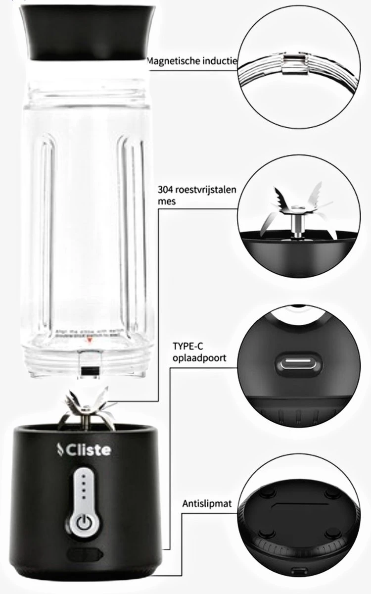 Draagbare Blender - Blender To Go - Portable Smoothie Blender - USB Oplaadbaar - 500 Ml - Roze - Mini Smoothie Maker - USB Oplaadbaar - Fresh Juice Maker - Portable Blender - Roze - Recepten Inbegrepen 5 Draagbare Blender - Blender To Go - Portable Smoothie Blender - USB Oplaadbaar - 500 Ml - Roze - Mini Smoothie Maker - USB Oplaadbaar - Fresh Juice Maker - Portable Blender - Roze - Recepten Inbegrepen - Afbeelding 5