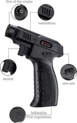 Black Turbo Gun Torch - Vuurwerk Aansteker - Stormaansteker - Gasbrander -Merkloos Winkel 751x1200 6