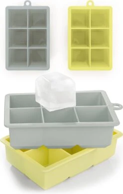 Blumtal IJsblokjesvorm - 2 X 6 IJsblokjes - Hoogwaardig Siliconen - 12 Stuks - 4,4 Cm - Ultimate Grey - Grijs / Geel