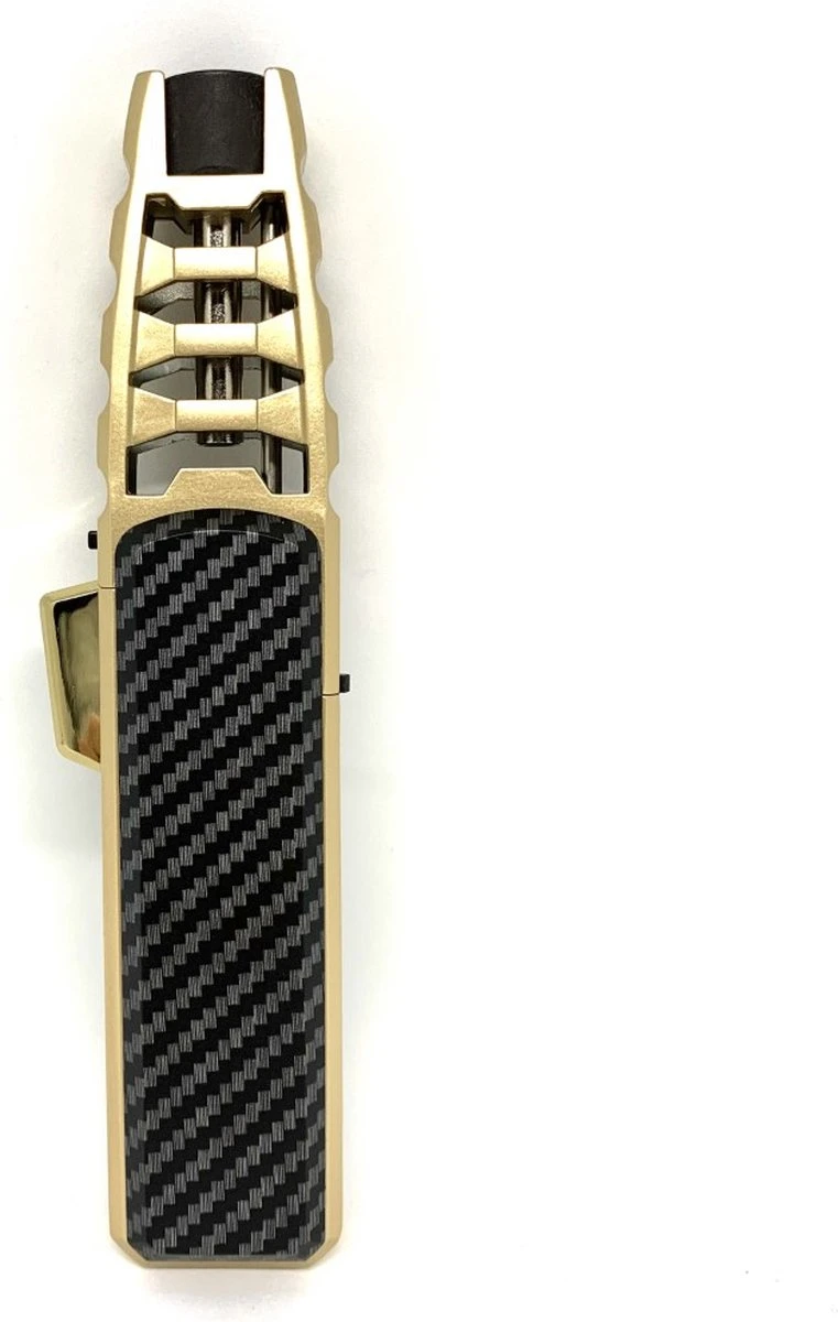 Labirent® - Turbo Torch - Gasbrander - Aansteker - Carbon Fiber/Goud - Windproof - Vervulbaar - Verstelbare Sterke Vlam (4/10cm) 2 Labirent® - Turbo Torch - Gasbrander - Aansteker - Carbon Fiber/Goud - Windproof - Vervulbaar - Verstelbare Sterke Vlam (4/10cm) - Afbeelding 2