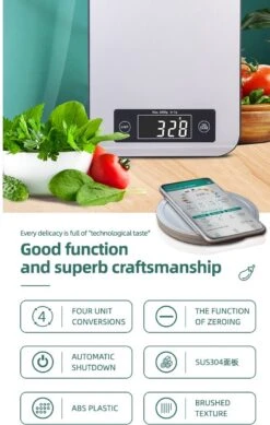 Smart Nutrition Scale - Keukenweegschaal - Digitaal & Bluetooth - APP Voor Android En IOS - Maximum Capaciteit 5 KG -Merkloos Winkel 762x1200