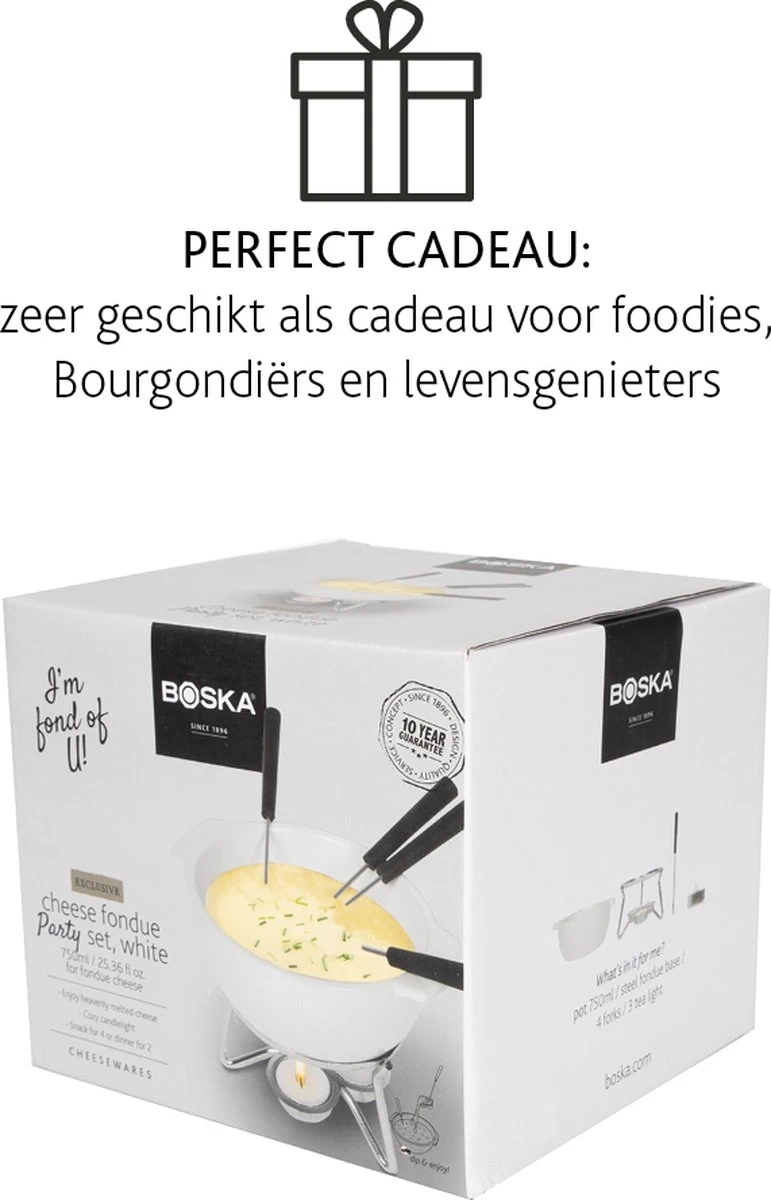 Boska Kaasfondueset Party - Magnetron Bestendig - Keramiek - Wit - 750 Ml 3 Boska Kaasfondueset Party - Magnetron Bestendig - Keramiek - Wit - 750 Ml - Afbeelding 3