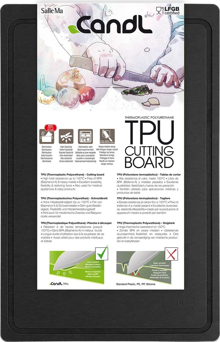 CandL TPU - Snijplank - Flexibel - Mesvriendelijk - Zwart - 22,5 X 36 Cm 2 CandL TPU - Snijplank - Flexibel - Mesvriendelijk - Zwart - 22,5 X 36 Cm - Afbeelding 2