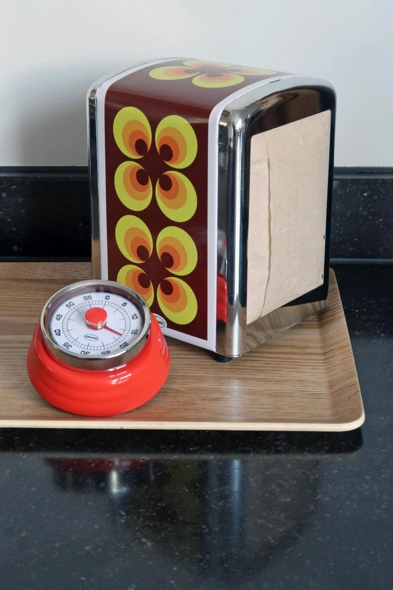 CABANAZ - Mechanische Kookwekker, Metaal Met Magneet, KITCHEN TIMER, Rood 2 CABANAZ - Mechanische Kookwekker, Metaal Met Magneet, KITCHEN TIMER, Rood - Afbeelding 2