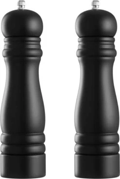 Peper & Zoutmolen Set - Hout - Ø 5,5 X 20 Cm - Mat Zwart