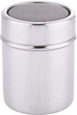 Merkloos Cacao Poeder Strooier Met Fijne Zeef - Strooibus - 5 X 7 Cm - RVS Zilver