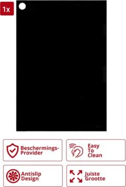 Inductie Beschermings Mat - Stevige Kwaliteit - 1x Rechthoekig 25x35cm - Koken Tot 240 ºC - Antislip - Inductie Beschermer - Onderzetters Pannen - Panbeschermers - Inductie Pannen - Siliconen - Zwart