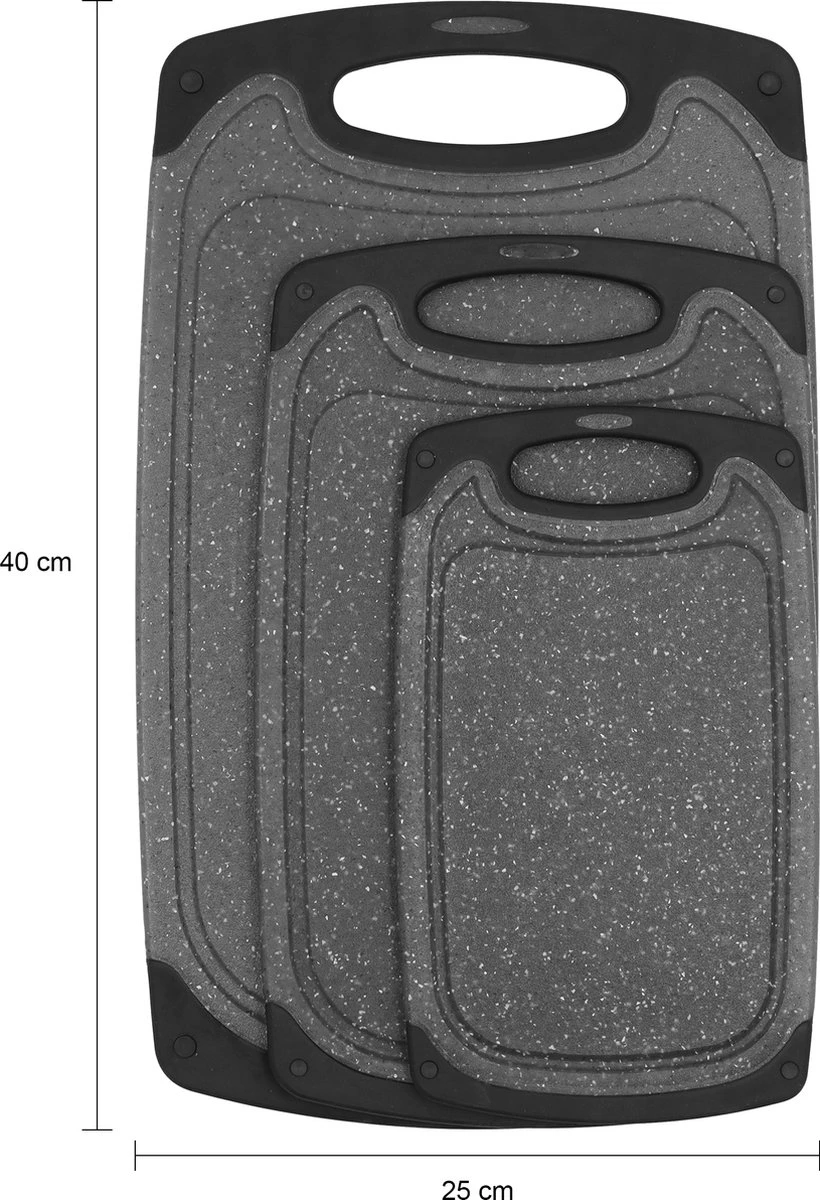 Krumble Snijplanken - Set Van 3 - Met Anti-slip Handvaten - 3-delig - Vaatwas Bestendig - Snijplankenset - 3 Formaten - Antraciet - Zwart - Kunststof 3 Krumble Snijplanken - Set Van 3 - Met Anti-slip Handvaten - 3-delig - Vaatwas Bestendig - Snijplankenset - 3 Formaten - Antraciet - Zwart - Kunststof - Afbeelding 3