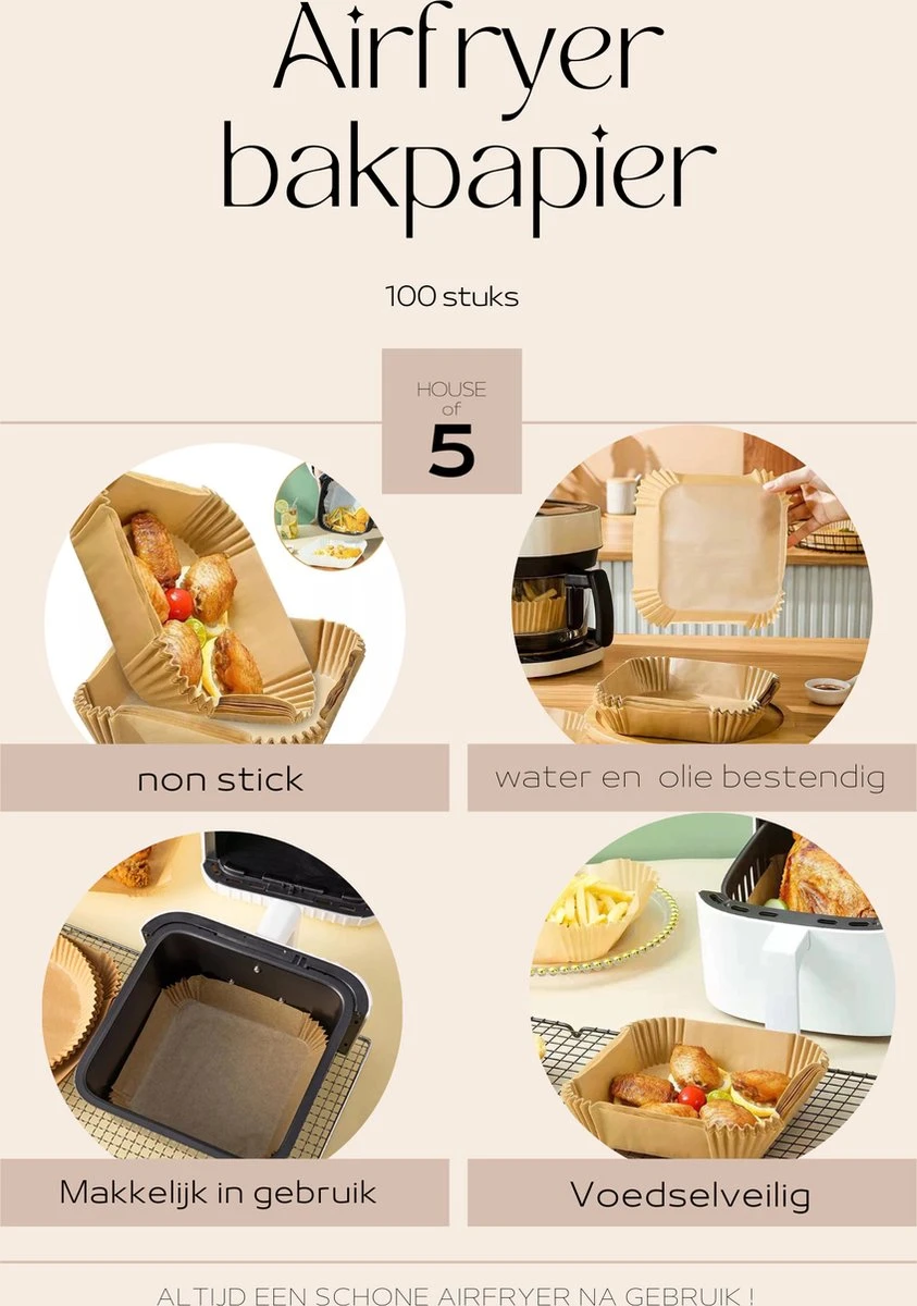 Airfryer Bakpapier - Geschikt Voor Airfryer L En - XL Wegwerpbakjes - 16 Tot 20cm - Airfryer Accessoires - Papier Bakjes - 100 Stuks 4 Airfryer Bakpapier - Geschikt Voor Airfryer L En - XL Wegwerpbakjes - 16 Tot 20cm - Airfryer Accessoires - Papier Bakjes - 100 Stuks - Afbeelding 4