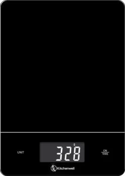 Kitchenwell Digitale Precisie Keukenweegschaal – Weegschaal Keuken - 1gr - 15kg – Tarra Functie - Zwart