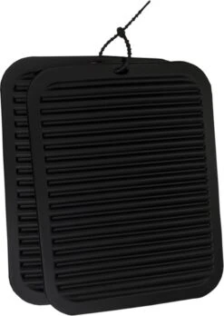 Merkloos Pannenonderzetter - Afdruipmat - Onderzetters Pannen - Ovenwanten - Siliconen - Zwart - 2 Stuks - 23 X 30 CM - Met Gratis Siliconen Binder