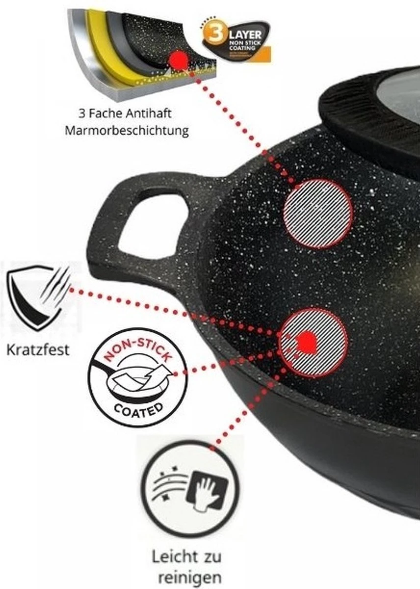 Chefflinger Wokpan - Antiaanbak - 32cm 2 Chefflinger Wokpan - Antiaanbak - 32cm - Afbeelding 2