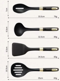 Levabe Zwart Gouden Keukengerei Set Met Houder 7 Delig - Hittebestendig - BPA Vrij - Koken - Nylon - Stainnless Steel - Keuken Gerei -Merkloos Winkel 884x1200 1