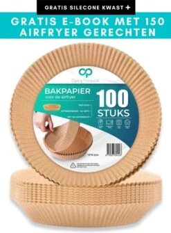 Optiq Products® Airfryer Bakpapier 20cm - 100 Stuks - Wegwerp Bakjes Voor Airfryer XL En XXL Heteluchtfriteuse Wegwerpbakjes - Airfryer Bakvorm - Airfryer Accesoires - Bakpapier - Rond