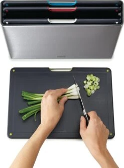 Joseph Joseph JosephJoseph - Folio - Steel - Snijplank - In Houder - Groot - Set Van 5 Stuks - Zilver -Merkloos Winkel 888x1200 1