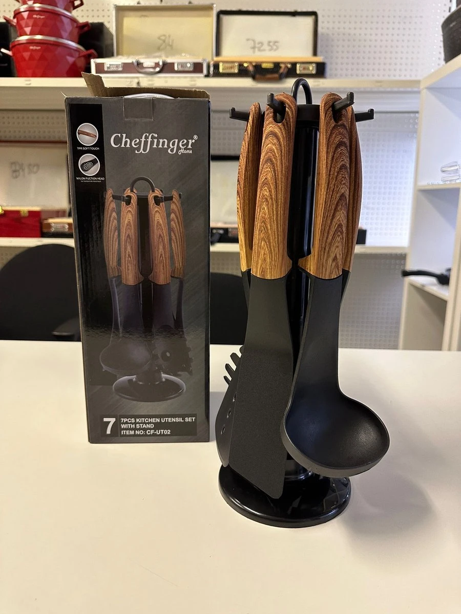 Cheffinger Kookgerei – Hout – Keukengerei – 7-delige Keukengerei Set Met Standaard 2 Cheffinger Kookgerei – Hout – Keukengerei – 7-delige Keukengerei Set Met Standaard - Afbeelding 2