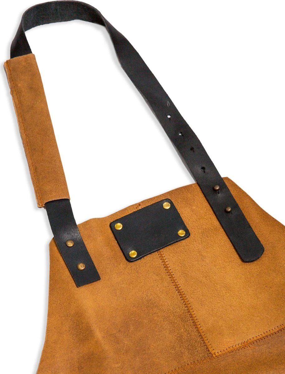 Leren Schort – Soepel Licht Bruin Leer - Barbecueschort - Kokschort - Kookschort – Keukenschort Man – 81 X 56 Cm 3 Leren Schort – Soepel Licht Bruin Leer - Barbecueschort - Kokschort - Kookschort – Keukenschort Man – 81 X 56 Cm - Afbeelding 3