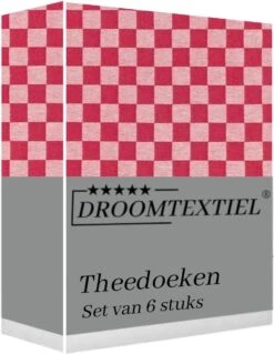 Droomtexiel® Horeca Kwaliteit Katoenen Theedoeken Set - 6x Theedoeken - Rood Wit + Gratis 6 Keukendoeken T.w.v €22,95 -Merkloos Winkel 928x1200
