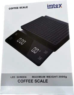 IMTEX - Keukenweegschaal - Koffie Scale - Met Timer - LED Scherm - 3000 Gram - 3 Kilo - Zwart -Merkloos Winkel 931x1200 3