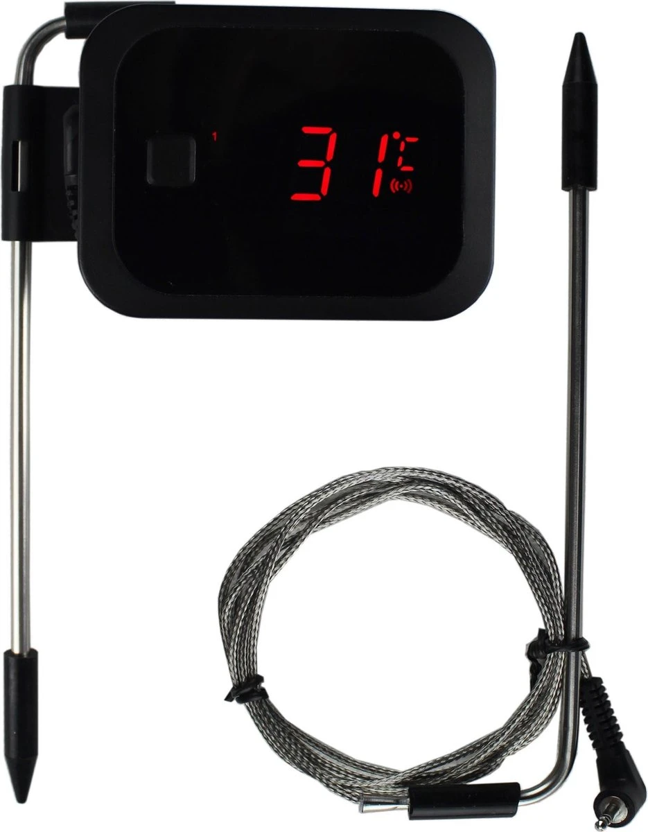 Draadloze BBQ Thermometer Met App - Bluetooth Kerntemperatuur - Wireless - Grill - Rookoven - Vleesthermometer - Barbecue 1 Draadloze BBQ Thermometer Met App - Bluetooth Kerntemperatuur - Wireless - Grill - Rookoven - Vleesthermometer - Barbecue