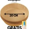 Merkloos DE Commerce | 100 Stuks AirFryer Bakpapier (20CM) | Heteluchtfriteuse | AirFryer Accessoires | XL & XXL | Geschikt Voor Elke AirFryer | Wegwerpbakjes | Inclusief Siliconen Olie Flesje / Kwastje |
